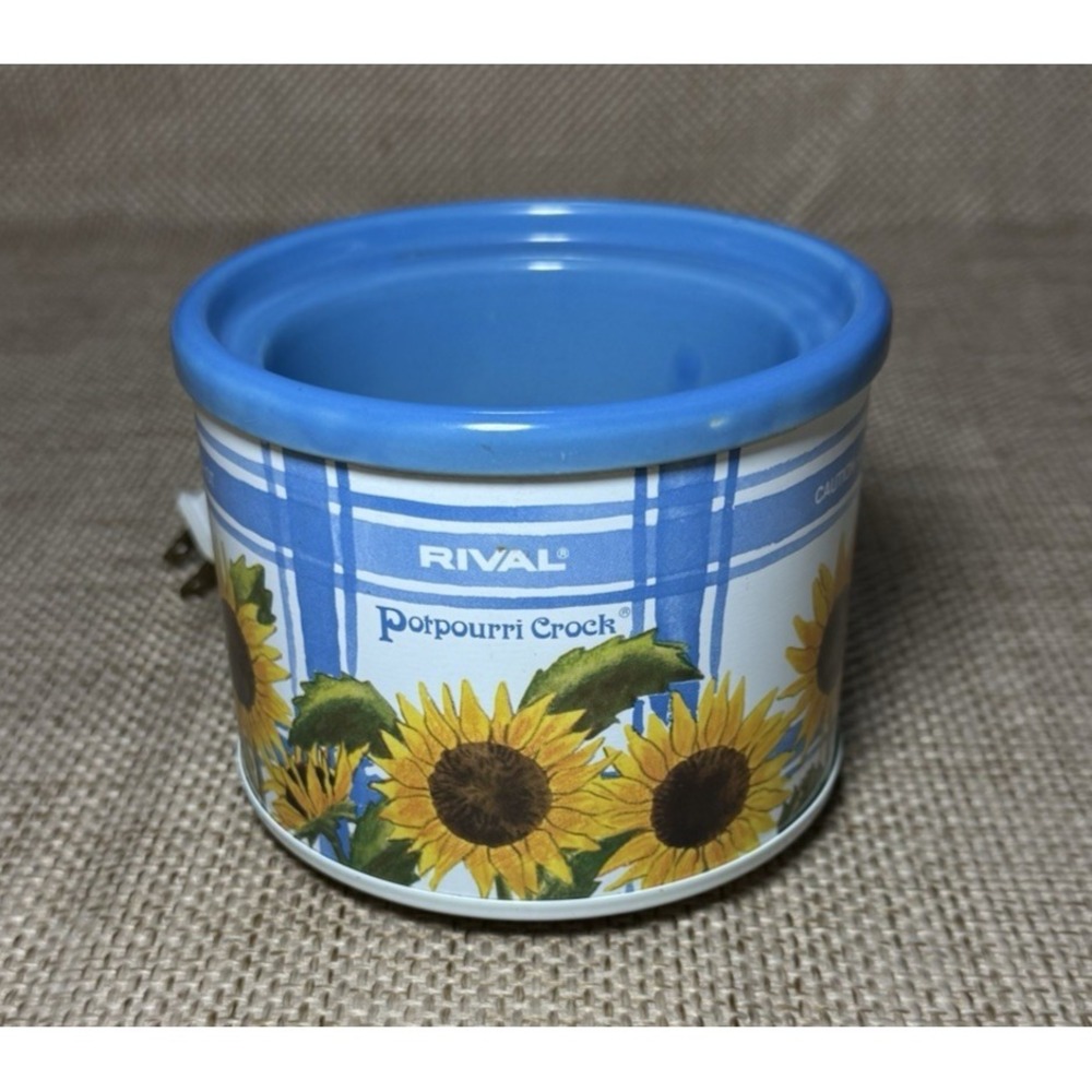 Vtg Rival Potpourri Crock Pot Sunflowers Electric Simmer Cottage Whimsigoth 3206